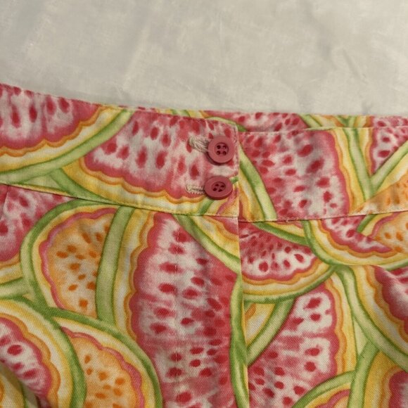 Talbots Womens Capri Pants XL Watermelon Print Pink Green Yellow - Picture 8 of 8